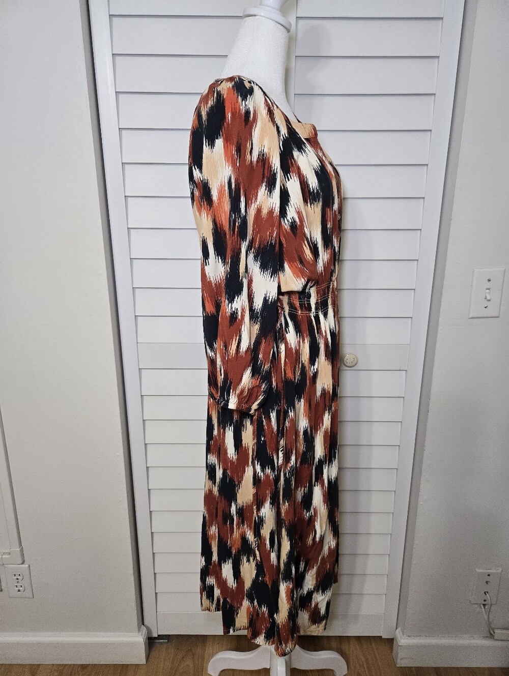 Harlow & Rose Rust Multi-Print Button-Front Midi Dress Size XL - Picture 4 of 11